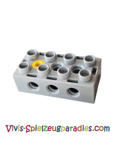 Lego Duplo, Toolo-Stein 2 x 4 mit Löchern an den Seiten und oben sowie 1 Schraube oben (31184c01) hellgrau